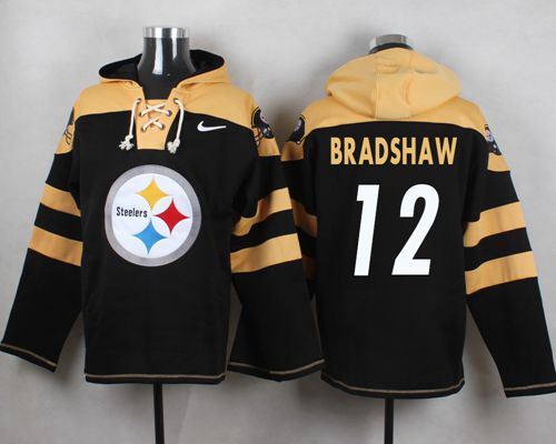 Nike Steelers #12 Terry Bradshaw Black Player Pullover NFL Hoodie